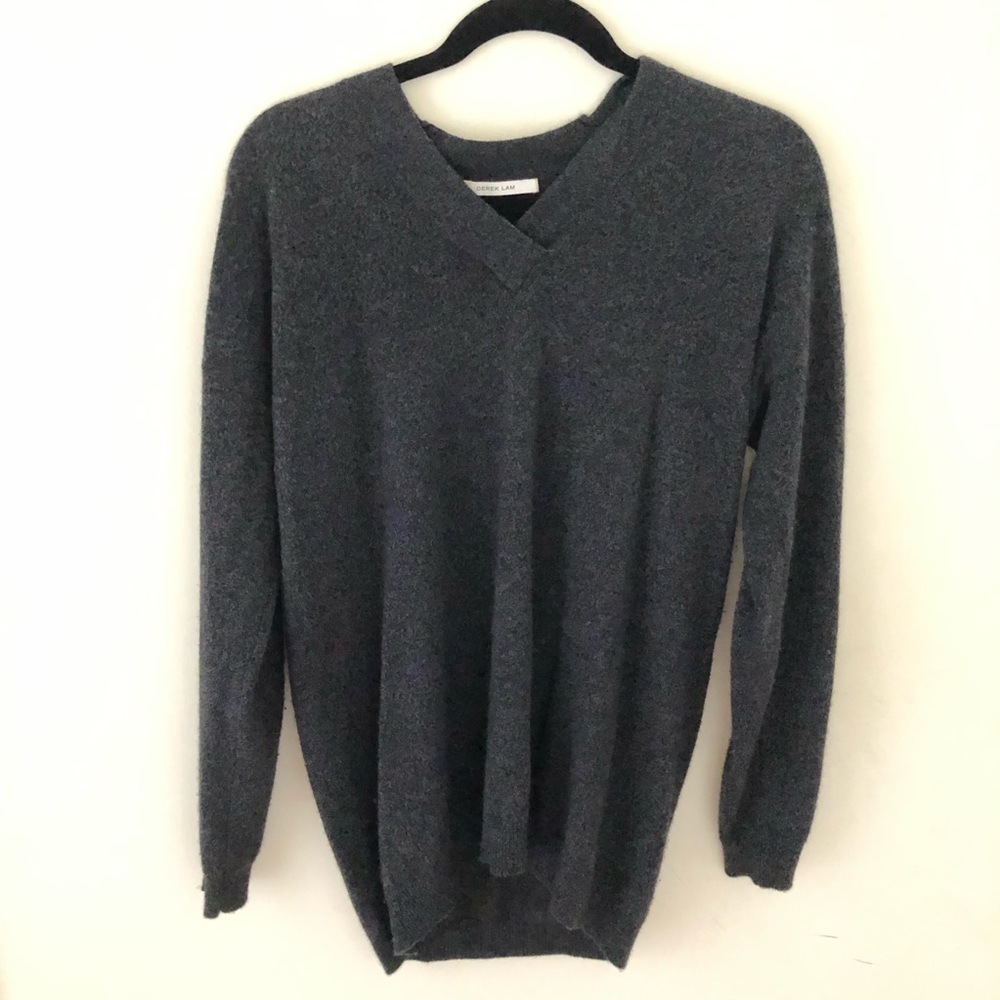Derek Lam 10 Crosby V Neck Cashmere Sweater Gray P